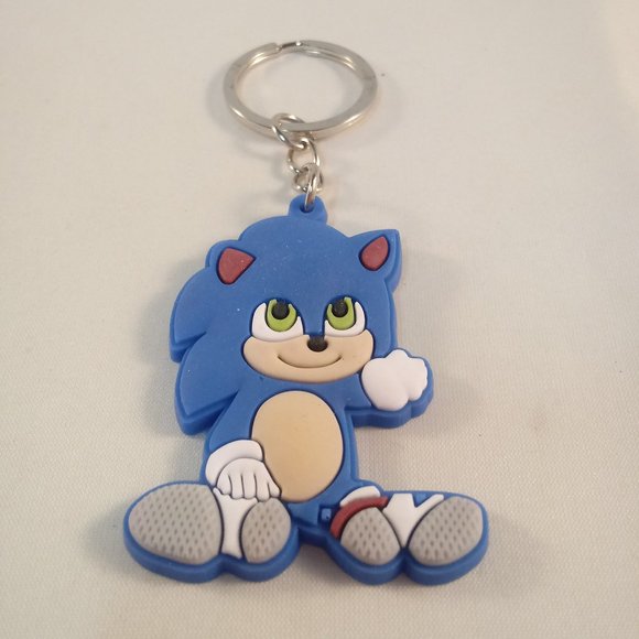 Men's Silver Sonic Hedgehog Keychain Key Ring Party Gift - Picture 2 of 3